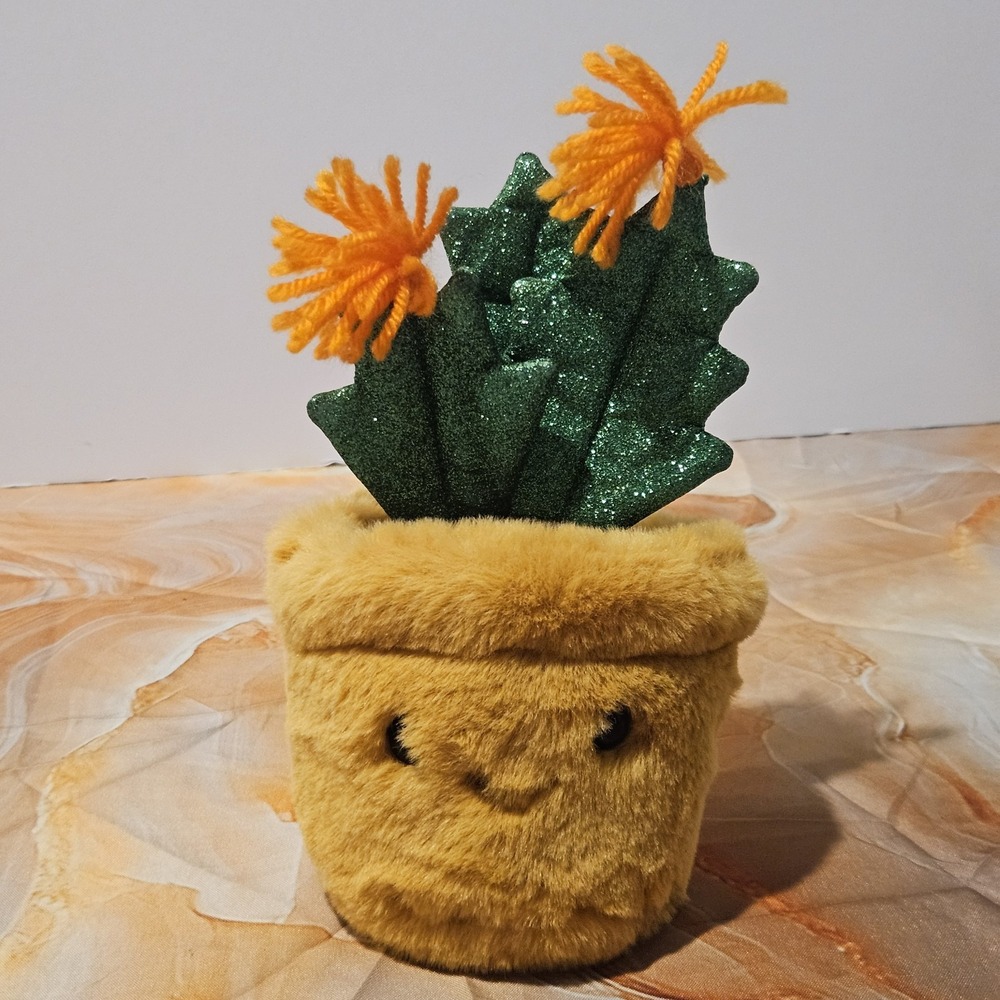 FAO Schwarz Sparklers Glitter Cactus Plush 8" Smiling Plant Stuffed Toy